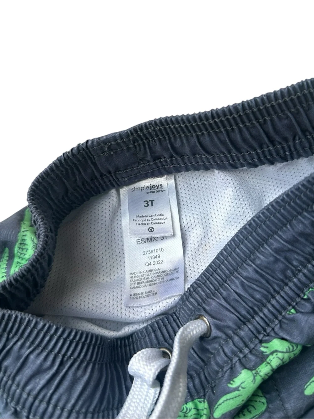 Simple Joy's by Carter's 3T Boys blue green alligator reptile swim trunks